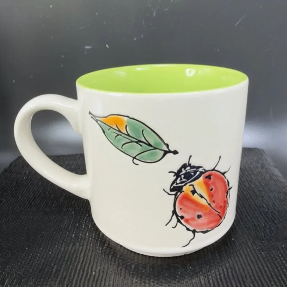 Spectrum Designz Ceramic Stoneware Ladybug Coffee Mug Cup Set Mugs Cups‎ Green